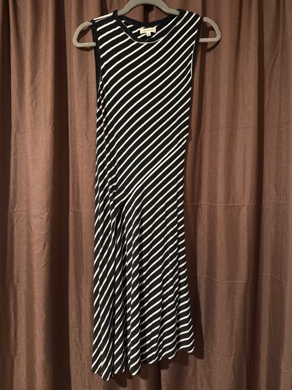 Sleeveless Black and White Striped Dress
